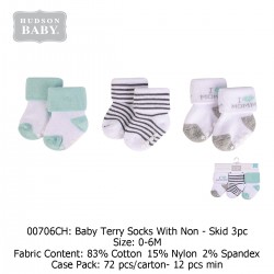 Hudson Baby Terry Socks With Non Skid (3\'s/Pack) 00706