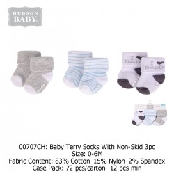 Hudson Baby Terry Socks With Non Skid (3\'s/Pack) 00707