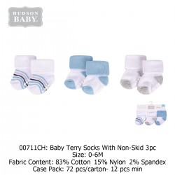 Hudson Baby Terry Socks With Non-Skid  3pk - 00711