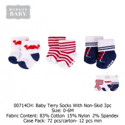 Hudson Baby Terry Socks With Non-Skid  3pk - 00714