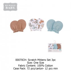 Hudson Baby Scratch Mitten (3 Pack/Set) 00070