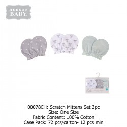 Hudson Baby Scratch Mitten (3 Pack/Set) 00078