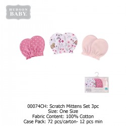 Hudson Baby Scratch Mitten (3 Pack/Set) 00074