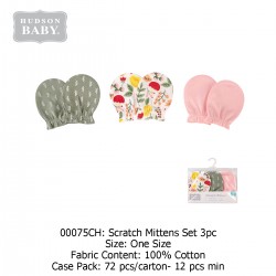 Hudson Baby Scratch Mitten (3 Pack/Set) 00075