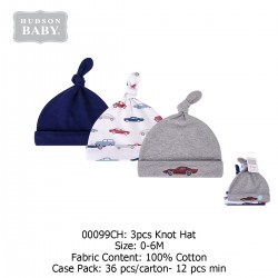 Hudson Baby Caps (3\'s/Pack) 00099