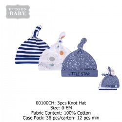 Hudson Baby Caps (3\'s/Pack) 00100