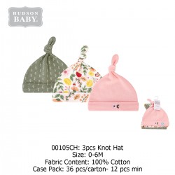 Hudson Baby Caps (3\'s/Pack) 00105
