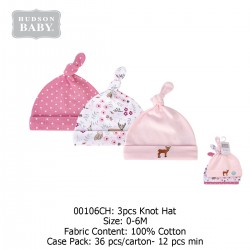 Hudson Baby Caps (3\'s/Pack) 00106