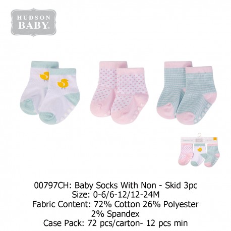 Hudson Baby Baby Socks With Non Skid (3\'s/Pack) 00797