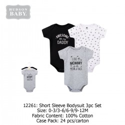 Hudson Baby Hanging Bodysuit Baby Romper (3's Pack) 12261