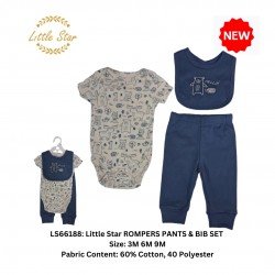 Little Star Baby Rompers Pants & Bibs Set  LS66188