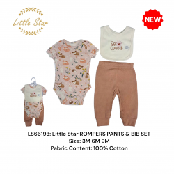 Little Star Baby Rompers Pants & Bibs Set LS66193