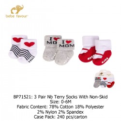 Baby Terry Socks With Non Skid (3\'s/Pack) BP71521