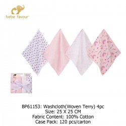 Bebe Favour Washcloths Woven Terry (4\'s/Pack) BP61153