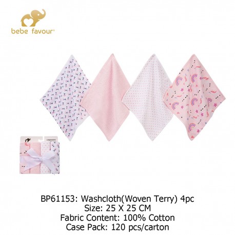 Bebe Favour Washcloths Woven Terry (4\'s/Pack) BP61153