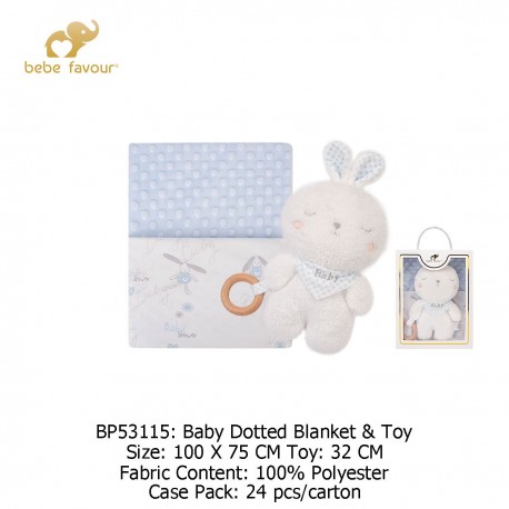 Bebe Favour Baby Dotted Blanket and Toy BP53115