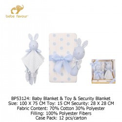 Bebe Favour Baby Blanket and Toy & Security Blanket Giftset BP53124