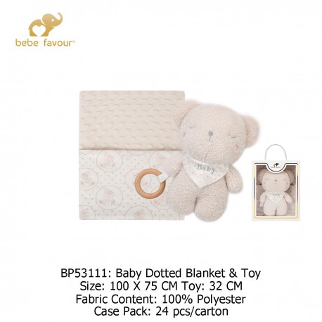 Bebe Favour Baby Dotted Blanked & Toy Giftset BP53111
