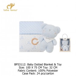 Bebe Favour Baby Dotted Blanked & Toy Giftset BP53112