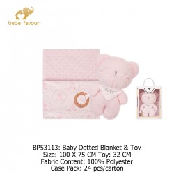Bebe Favour Baby Dotted Blanked & Toy Giftset BP53113