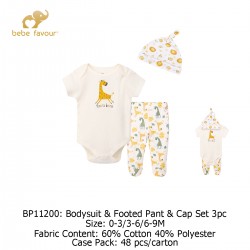 Bebe Favour Baby Bodysuit & Footed Pant & Cap Set (3\'s/Pack) BP11200