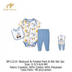Bebe Favour Baby Bodysuit & Footed Pant & Bib Set (3\'s/Pack) BP11210