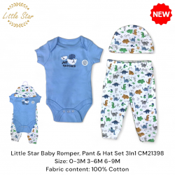 Little Star Baby Rompers, Pant & Hat Set 3in1 CM21398