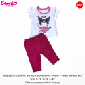 Sanrio Kuromi Short Sleeve T-Shirt & Pants Set KU88808-05 white/Maroon