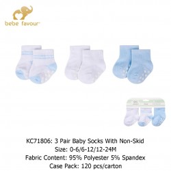 Bebe Favour 3 Pair Baby Socks With Non-Skid KC71806