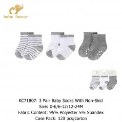 Bebe Favour 3 Pair Baby Socks With Non-Skid KC71807