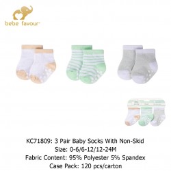 Bebe Favour 3 Pair Baby Socks With Non-Skid KC71809