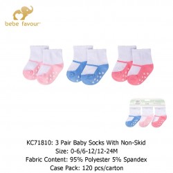 Bebe Favour 3 Pair Baby Socks With Non-Skid KC71810