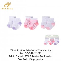 Bebe Favour 3 Pair Baby Socks With Non-Skid KC71812