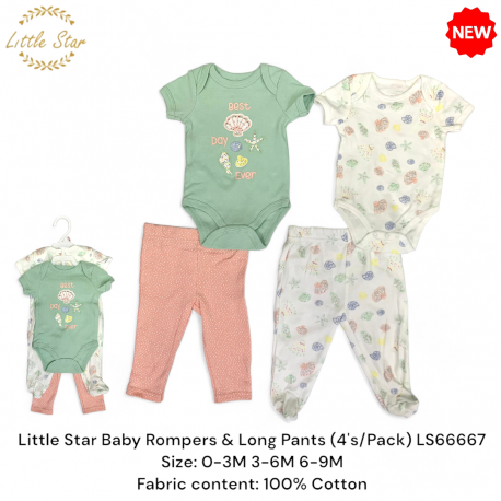 Little Star Baby Rompers & Long Pants (4's/Pack) LS66667