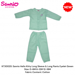 Sanrio Hello Kitty Long Sleeve & Long Pant Eyelet Green KT30020