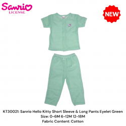 Sanrio Hello Kitty Short Sleeve & Long Pant Eyelet Green KT30021