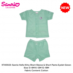 Sanrio Hello Kitty Short Sleeve & Short Pant Eyelet Green KT40023
