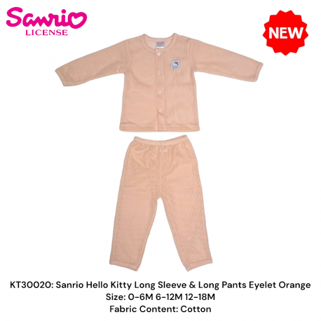 Sanrio Hello Kitty Long Sleeve & Long Pant Eyelet Orange KT30020