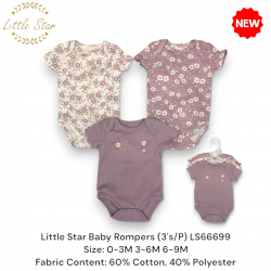 Little Star Baby Rompers (3\'s/P) LS66699