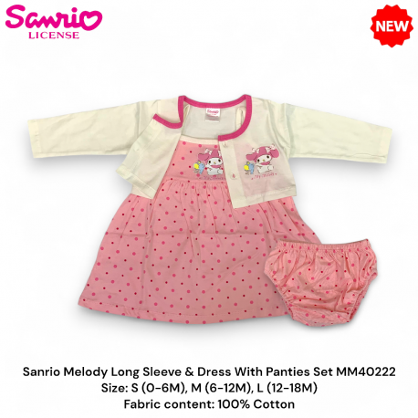 Sanrio Melody Baby Long Sleeve & Dress With Panties Set MM40222