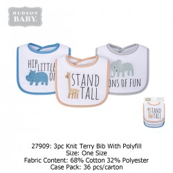 Hudson Baby 3Pc Knit Terry Bib With Polyfill 27909