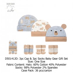 Duck Duck Goose 3Pc Caps & 3Pc Socks Baby Gear Gift Set D50141JD