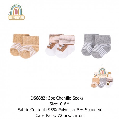 Millie & Myles 3Pc Chenille Socks D56882