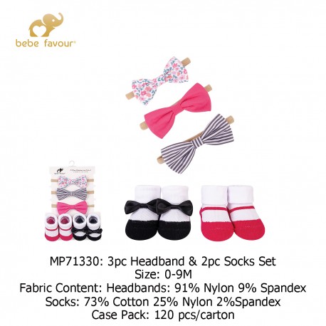 Bebe Favour 3Pc Headband & 2Pc Socks Set MP71330