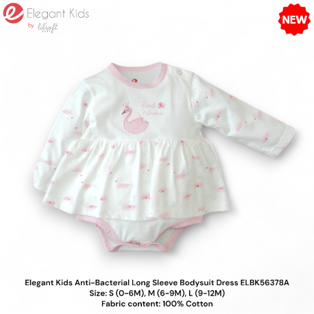 Elegant Kids Anti-Bacterial Long Sleeve Bodysuit Dress ELBK56378