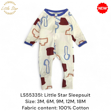 Little Star Baby Zips Sleepsuit - LS55335I