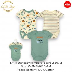 Little Star Baby Rompers (3\'s/P) LS66712