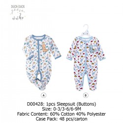 Duck Duck Goose 1Pcs Sleepsuit (Buttons) D00428A/D00428B