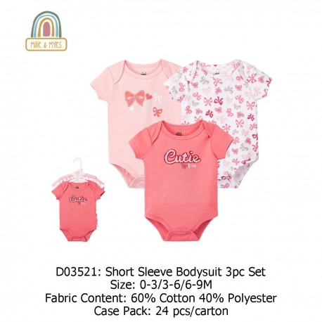 Millie & Myles Short Sleeve Bodysuit 3Pc Set D03521/D03522/D03526