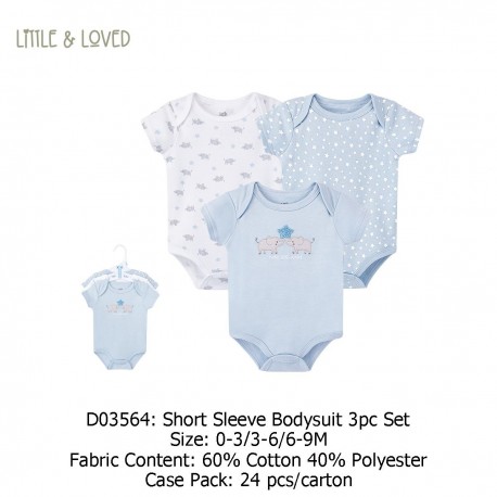 Little & Loved Short Sleeves Bodysuit 3Pc Set